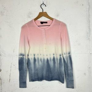 360 Cashmere Henley Button Tie Dye Sweater Size Small